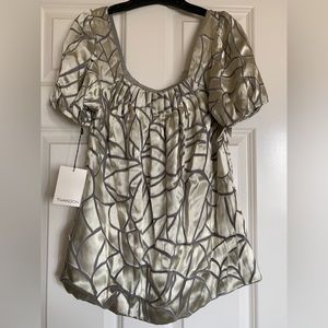 🦢 Thakoon Metallic Silver and Gray Top